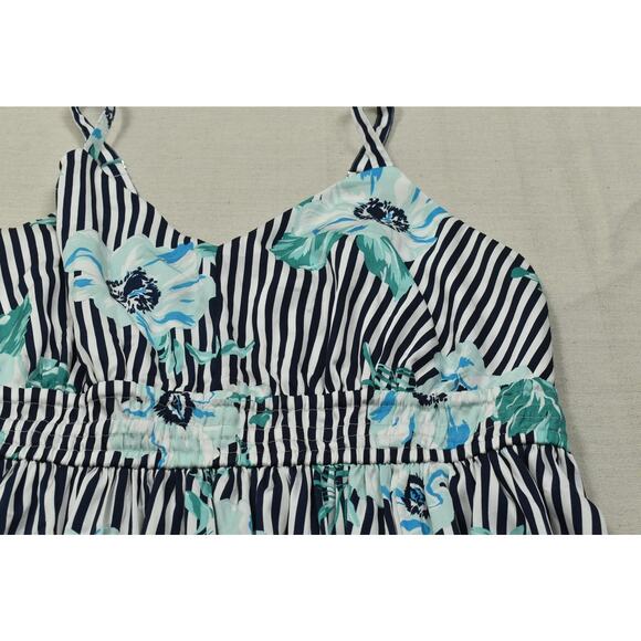 Lane Bryant Women's Plus Size 18 Striped Floral Sleeveless Maxi Dress - Picture 6 of 8